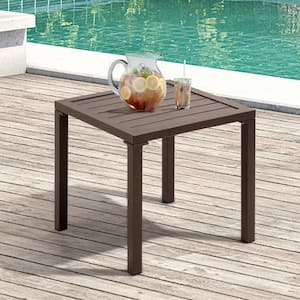 Square Aluminum Outdoor Side Table in Brown