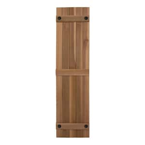 Porter 15 in. x 54 in. Cedar Board and Batten Shutters Pair in Natural Cedar