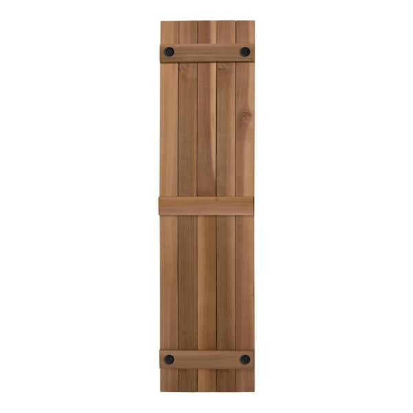 Design Craft MIllworks Porter 15 in. x 67 in. Cedar Board and Batten Shutters Pair in Natural