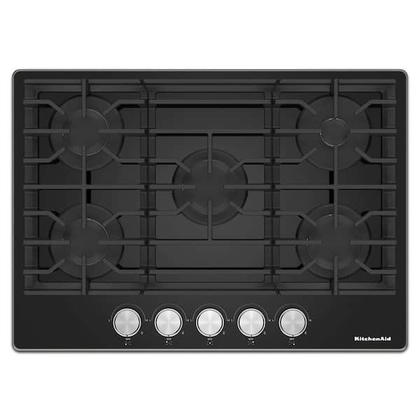 KitchenAid 36 in. 5-Burners Recessed Gas Cooktop in Black
