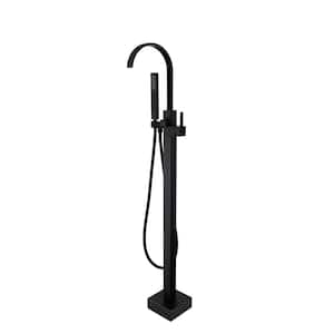 Single- Handle Freestanding Tub Faucet with Hand Shower in Matte Black