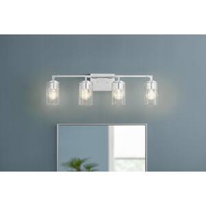 Helenwood 30.75 in. 4-Light Chrome Bathroom Vanity Light with Clear Seeded Glass