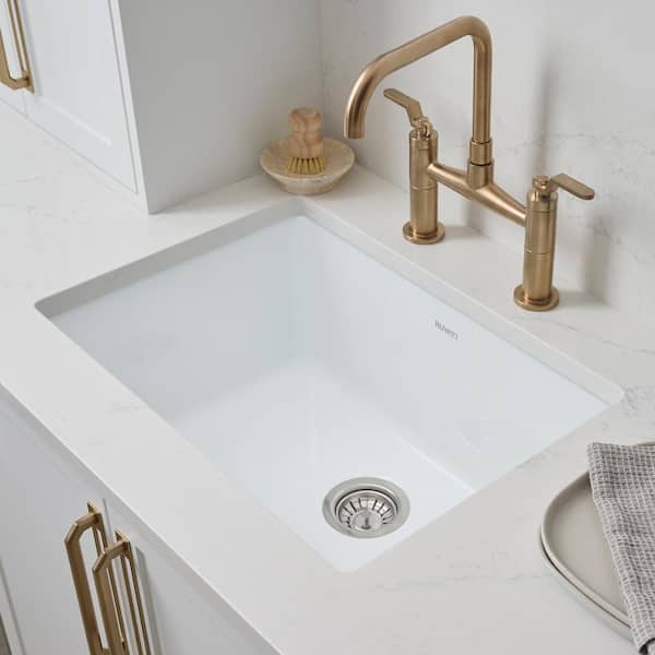 Fiamma 27 in. Undermount Single Bowl Fireclay Kitchen Sink in White