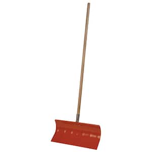 Bigfoot 56 in. Steel Blade Snow Shovel Pusher with Non-Stick Coating and Wooden Handle