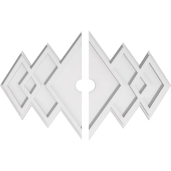 Ekena Millwork 26 in. W x 17-3/8 in. H x 2 in. ID x 1 in. P Zoe Architectural Grade PVC Contemporary Ceiling Medallion (2-Piece)