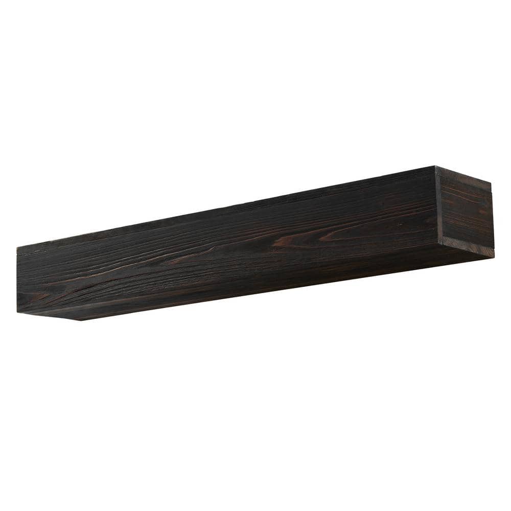 Rustic 60 in. W x 9 in. D Espresso Wood Fireplace Mantel Decorative Wall Sh