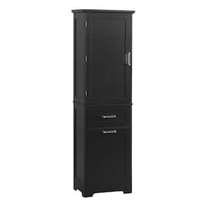 Black 68.10 in. Accent Storage Cabinet with 2-Drawers and Adjustable Shelves