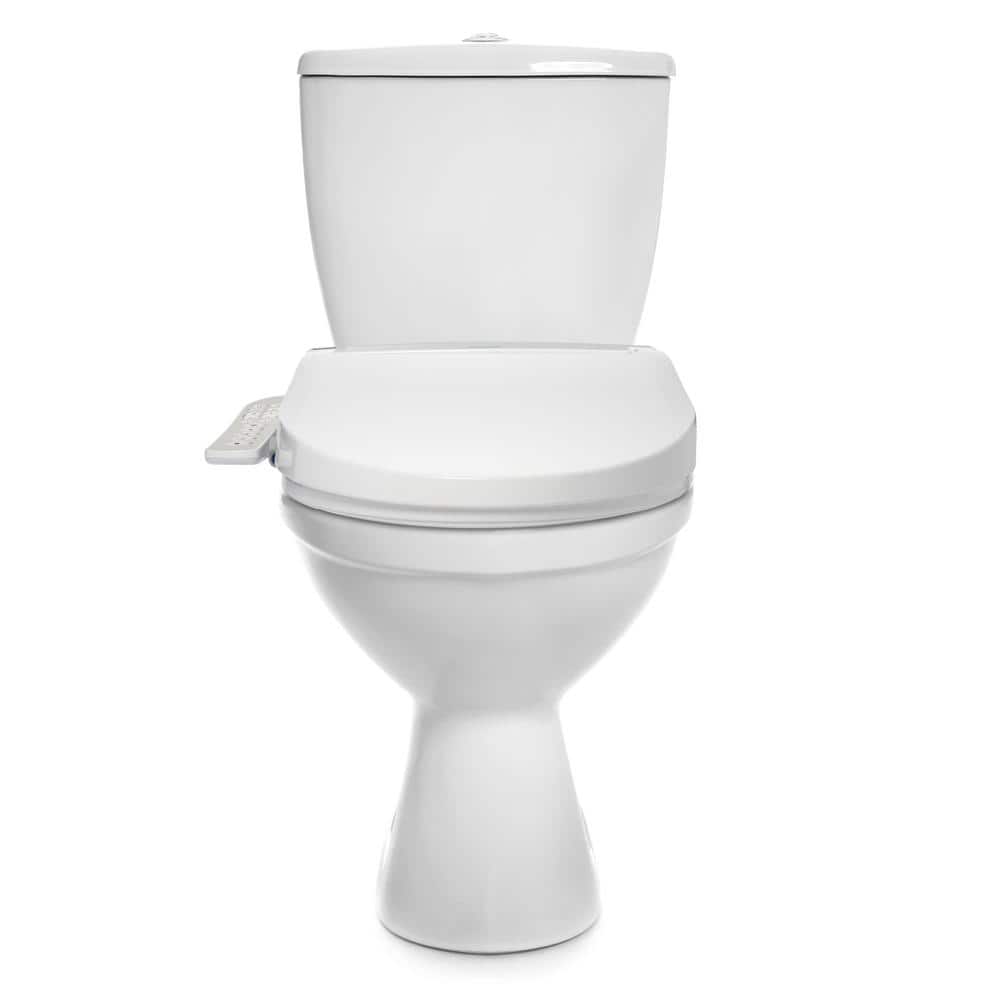 White Elongated Sidearm Bidet Seat with Warm Air Dryer