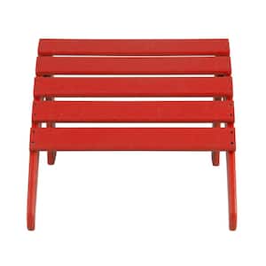 District Red Plastic Outdoor Adirondack Chair Folding Ottoman