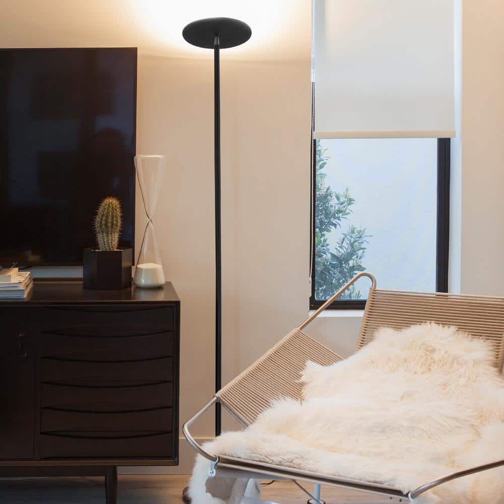 White Adjustable 69" LED Torchiere Floor Lamp with 3-Way Switch