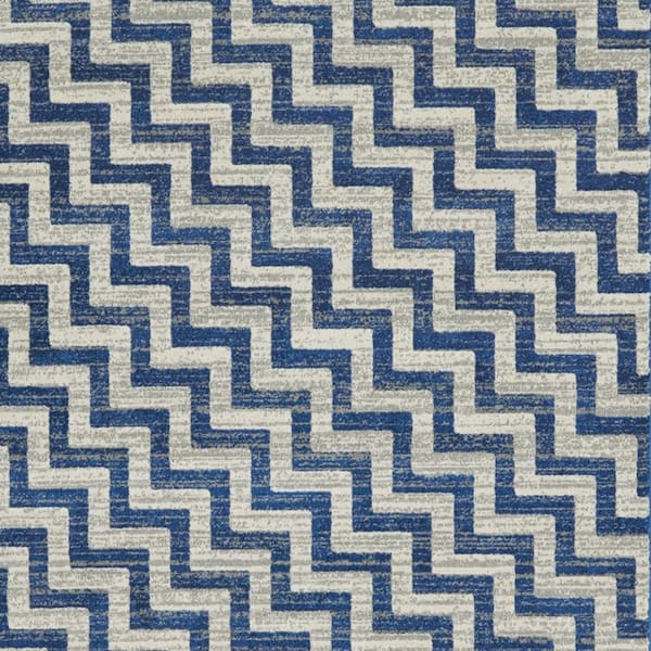10 ft. x 13 ft. Blue, Gray Chevron Area Rug