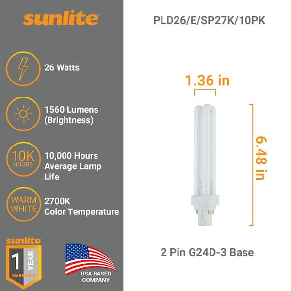 26-Watt Equivalent CFLNI (G24d-3) 2-Pin Light Bulb Soft White (2700K) 26-Watt Equivalent CFLNI (G24d-3) 2-Pin Light Bulb Soft White (2700K)