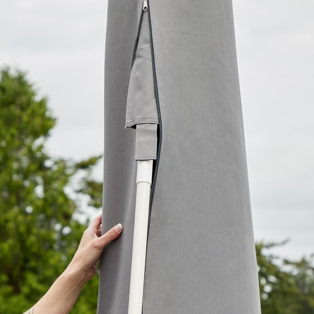 Gray Waterproof Patio Offset Umbrella Cover with Installation Pole