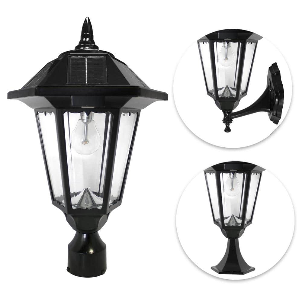 Black Cast Aluminum Solar LED Outdoor Lamp Post Light