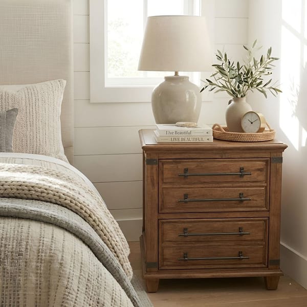 Karlie Bourbon Oak 2 Drawer 24.5 in. W. Nightstand
