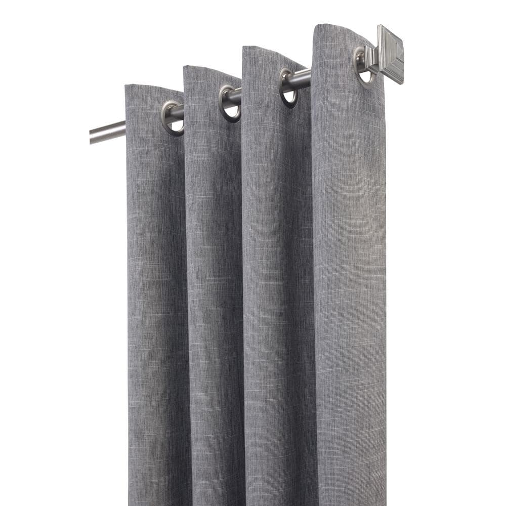 Gray Grommet Blackout Pleated Kids Polyester Window Drapes