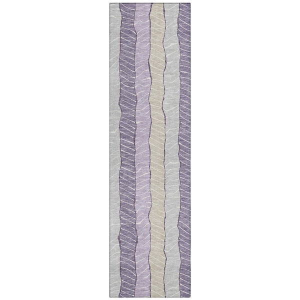 Chantille Machine Washable Indoor/Outdoor Abstract ACN3039 Lilac 2 ft. x 7 ft. Runner Rug