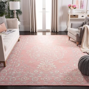 Micro-Loop Pink/Ivory 8 ft. x 10 ft. Border Area Rug