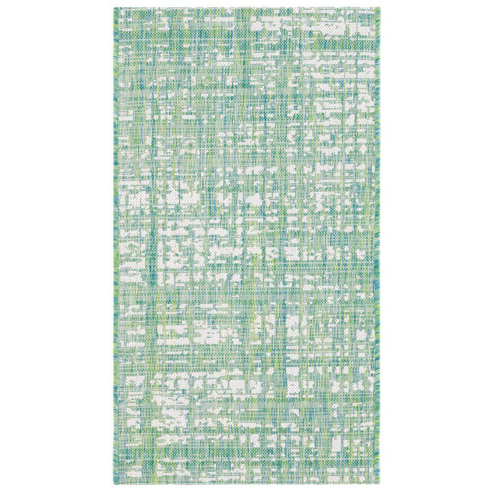 Courtyard Green Blue/Ivory 2 ft. x 4 ft. Abstract Graph Indoor/Outdoor Area Rug price history on PriceWatchPro
