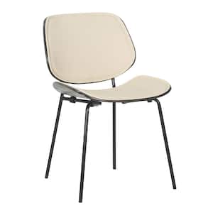 Indy Lombardi Cream Faux Leather and Dark Walnut Wood Side Chair