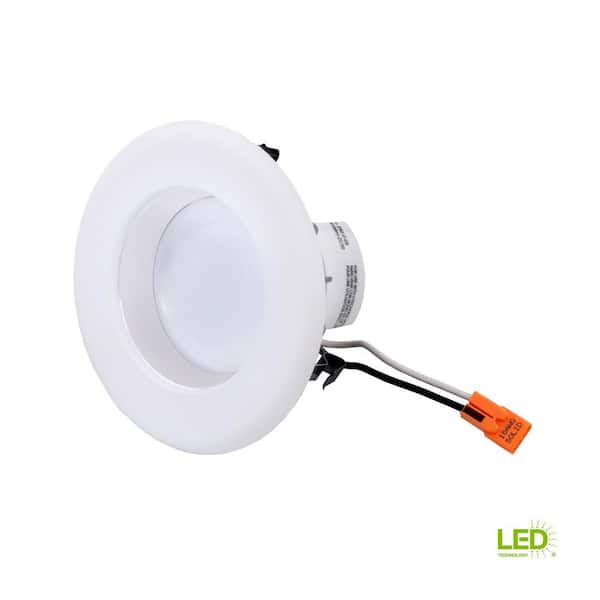 EnviroLite 4 in. White Integrated LED Recessed Ceiling Light with Diffused Chrome Cone on Trim Ring, 5000K, 96 CRI