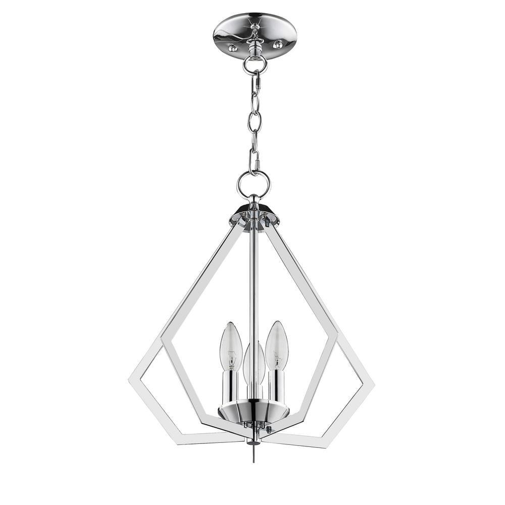 Triangular Prism Polished Chrome Mini Chandelier with Crystal Candles