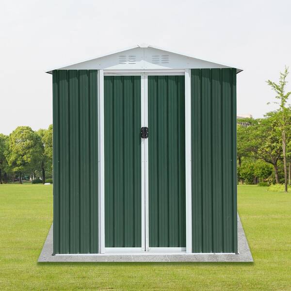 Boosicavelly 6 ft. W x 4 ft. D Green Metal Outdoor Storage Shed