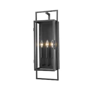 Lucian Black Outdoor Hardwired Wall Sconce with No Bulbs Included