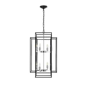 Talaria 19 in. 8-Light Chrome Lantern Tiered Chandelier Light Fixture with Caged Metal Shade