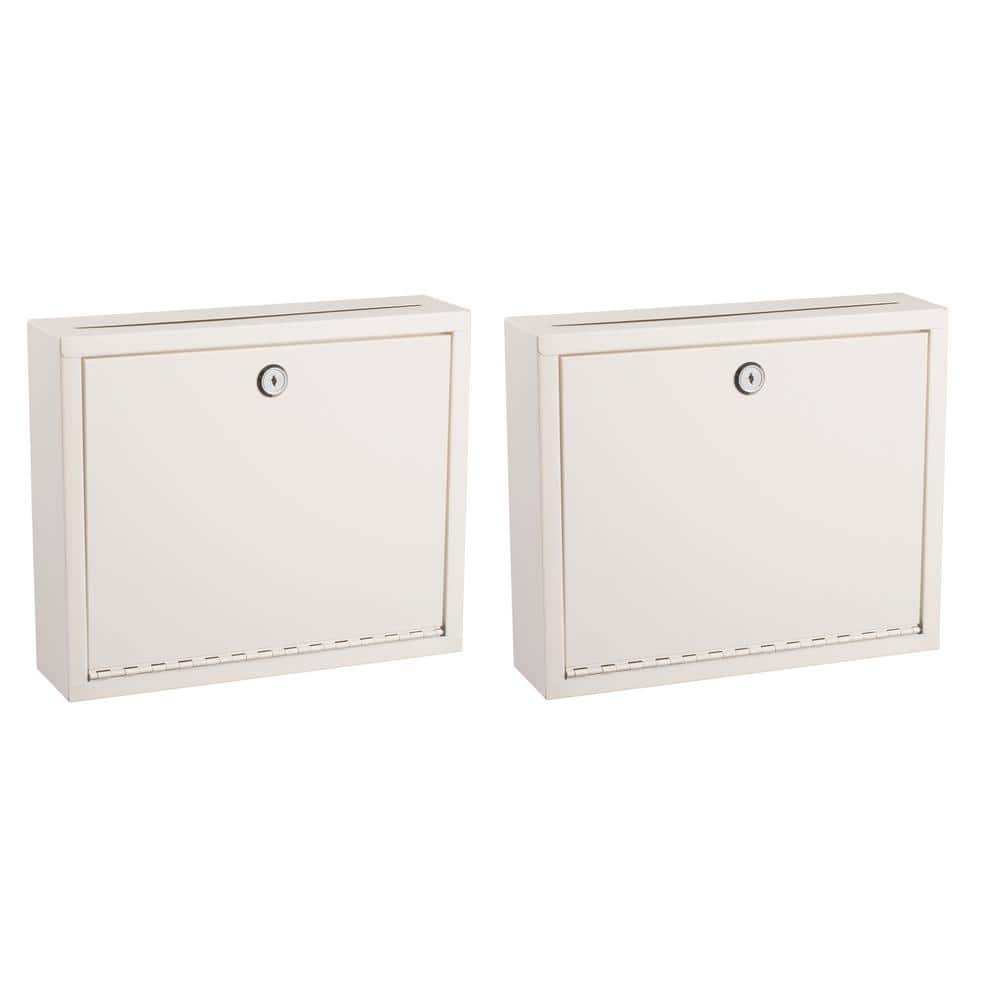 White Wall-Mount Key Locking Multipurpose Secure Drop Box Mailbox (2-Pack)