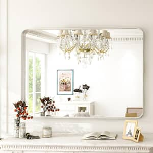 24 in. W x 35 in. H Rectangular Metal Deep Framed Wall Bathroom Vanity Mirror Silver