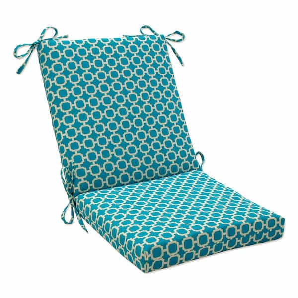 Pillow Perfect Lattice Outdoor/Indoor 18 in. W x 3 in. H Deep Seat, 1-Piece Chair Cushion and Square Corners in Green/White Hockely