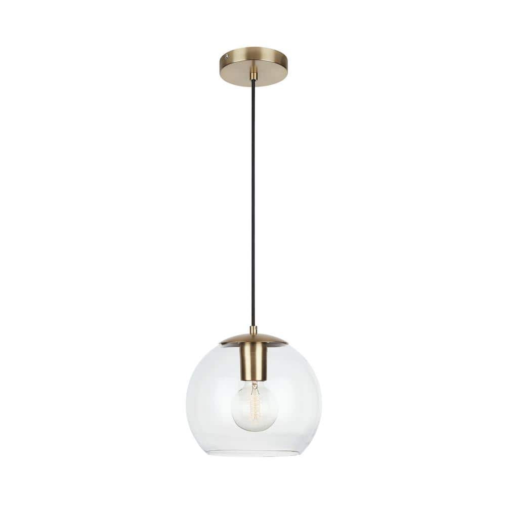Home Decorators Collection 1-Light Antique Brass Seeded Glass Pendant HDP98779 