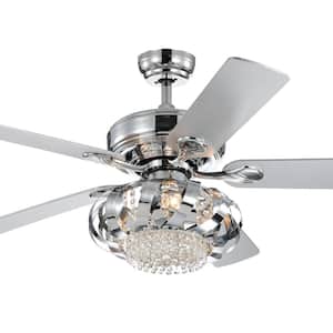 Rexie 52 in. Chrome Indoor Remote Controlled Ceiling Fan with Light Kit