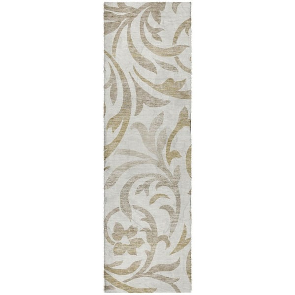 Dream Shag Premium Machine Washable Abstract ADS764 Ivory 2 ft. x 7 ft. Runner Rug