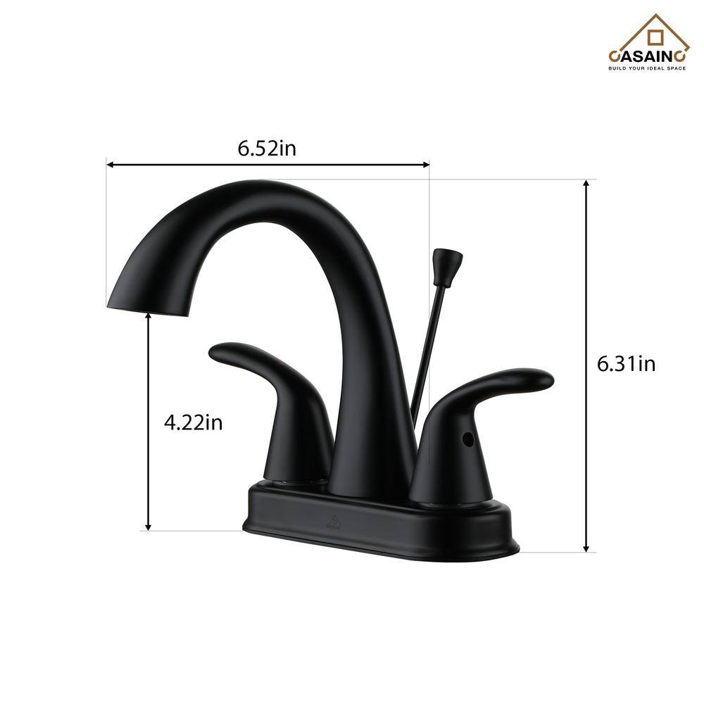 Matte Black Double Handle Bathroom Faucet with Drain Assembly