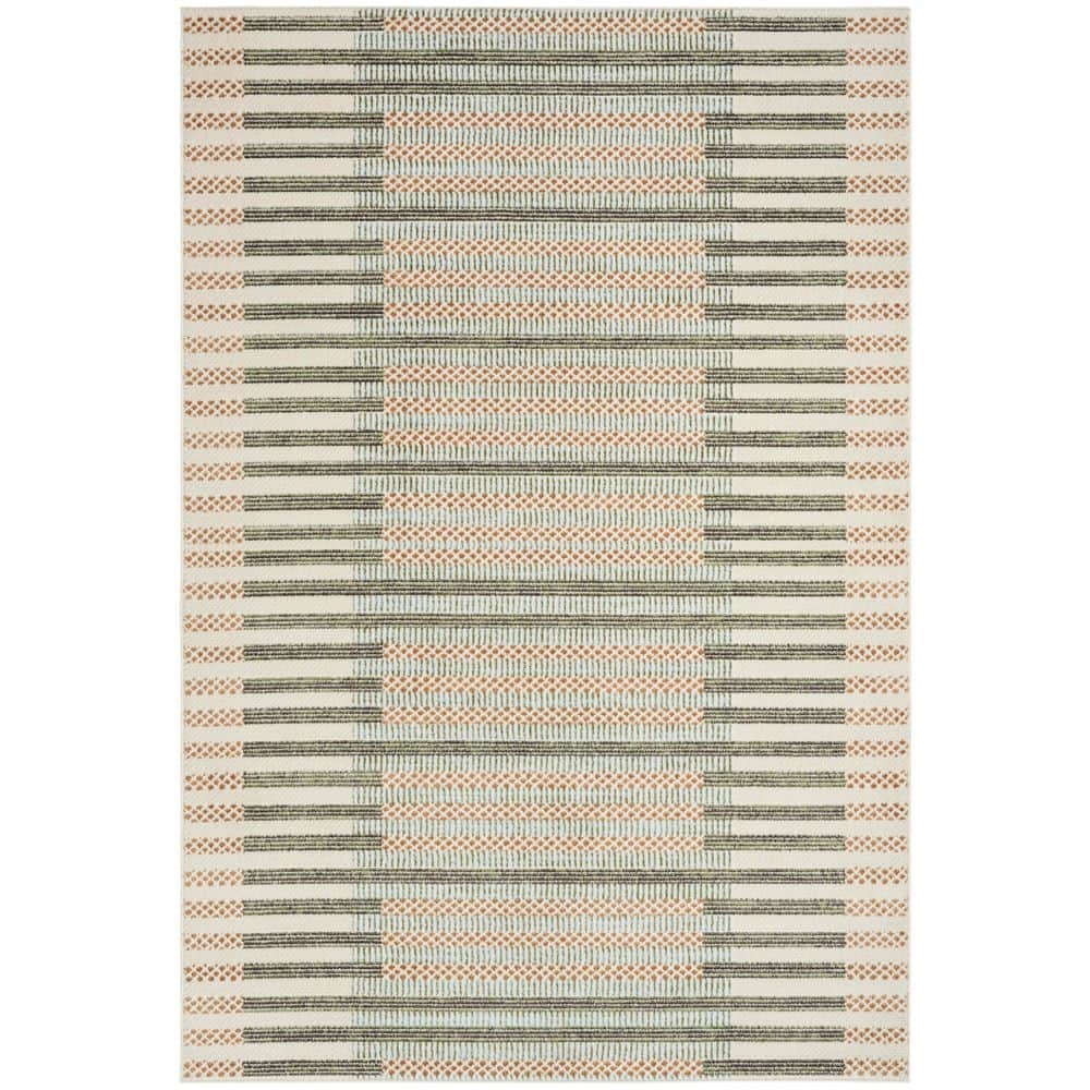 Multicolor Ivory Area Rug Nourison Nordic Ivory Multicolor 4 ft. x 6 ft. Linear Contemporary Area ...