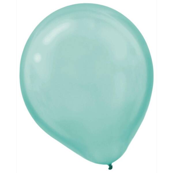 Amscan 12 in. Pearlized Robin's Egg Blue Latex Balloons (15-Count, 16-Pack)