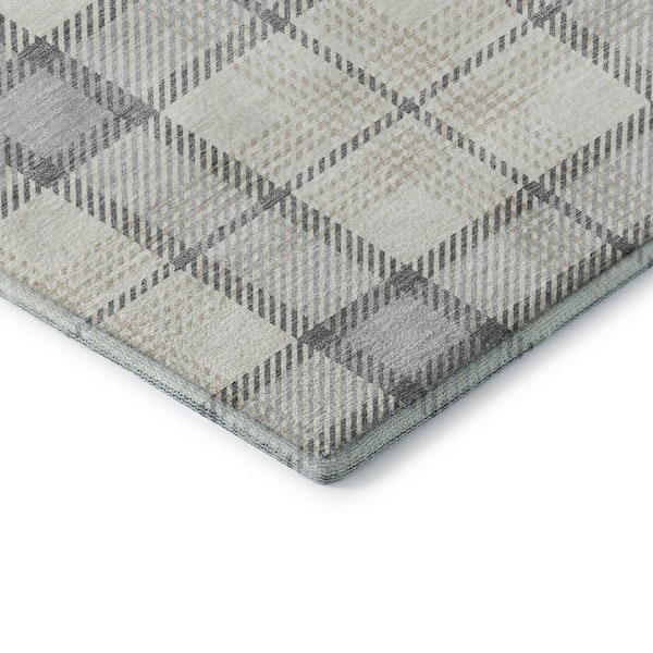 Mayfield Premium Machine Washable Abstract AMF1052 Silver 8 ft. x 10 ft. Area Rug