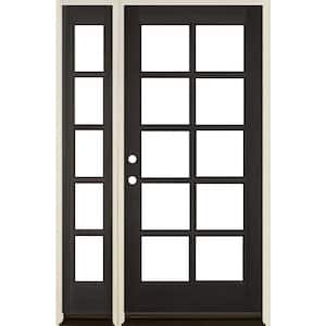 50 in. x 80 in. French RH Full Lite Clear Glass Black Stain Douglas Fir Prehung Front Door with LSL