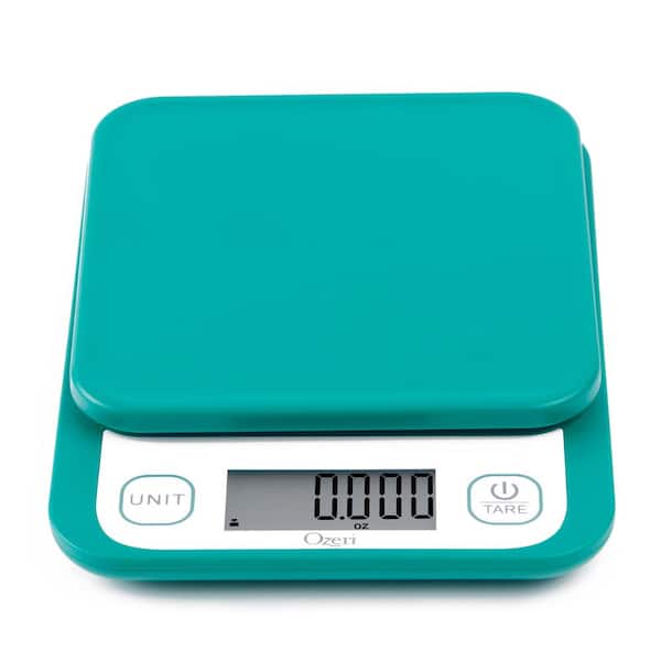 Plastic Food Scale with 11lb Glass Platform and Tare in Blue – Eat