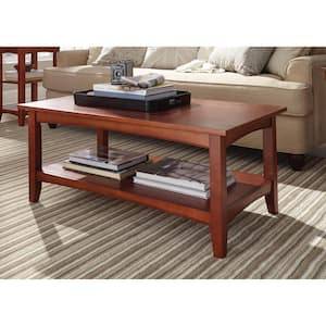 Shaker 42 in. Cherry Large Rectangle Wood Coffee Table with Storage