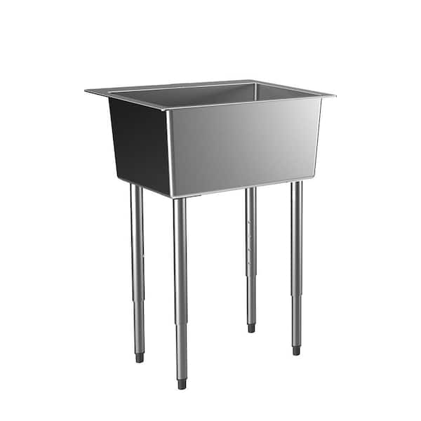 16 Gal. 22-in. x 24.25-in. Freestanding Laundry/Utility Sink Stainless Steel with Drain