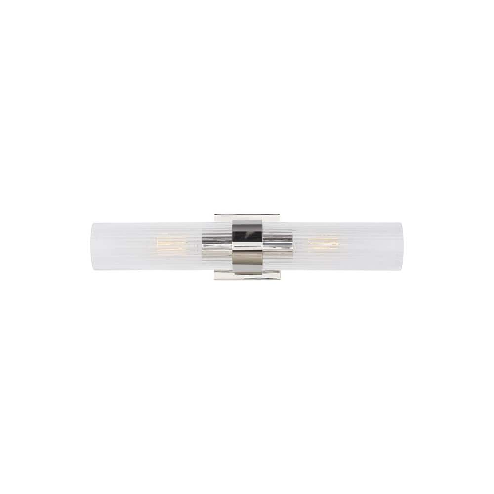 Geneva 4.5 in. W x 20 in. H 2-Light Polished Nickel Linear Mid-Century Vanity Light with Clear Fluted Glass Shades price history on PriceWatchPro