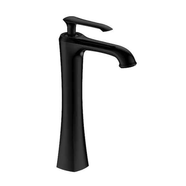 HOMLUX Single-Hole Single-Handle Vessel Sink Faucet with Drain Kit Included in Matte Black
