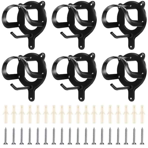 6-Pack Black Horse Bridle Rack, Metal Bridle Holder with Tubes and Screw, Horse Tack Storage, Bridle Hooks