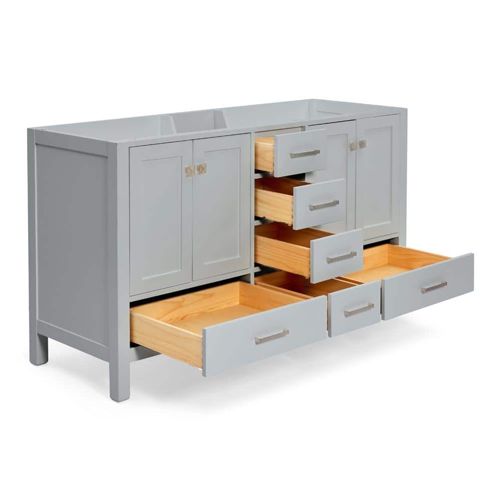 Cambridge 60" Gray Double Freestanding Vanity Cabinet