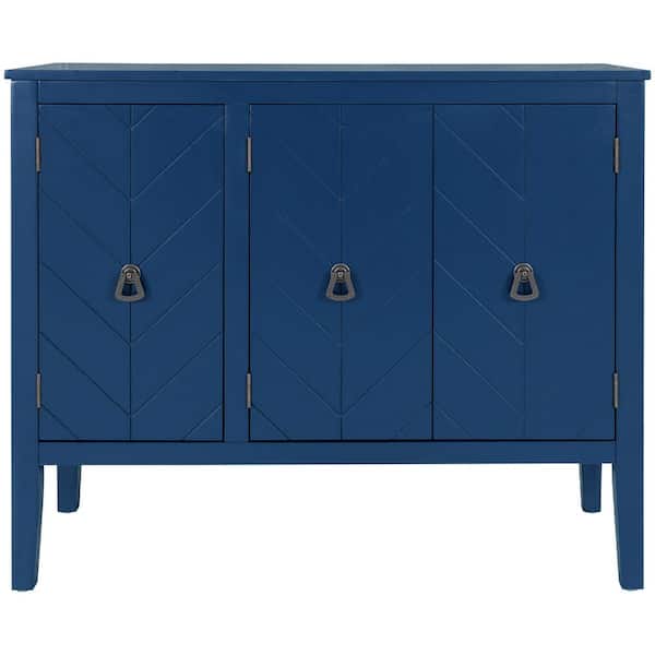 15.7 in. W x 37 in. D x 31.5 in. H Navy Blue Linen Cabinet with Adjustable Shelf