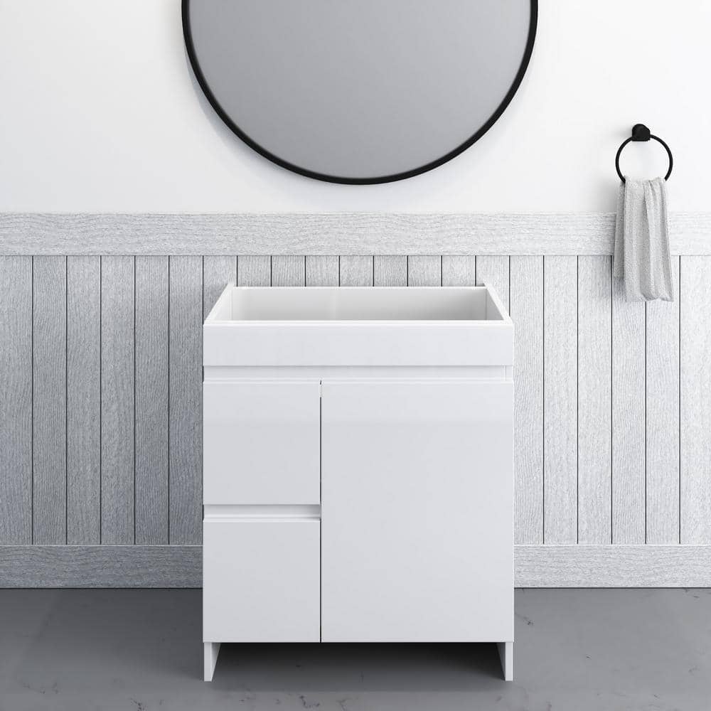 Mace 30 in. W x 18 in. D x 34 in. H Bath Vanity Cabinet without Top in Glossy White with Left-Side Drawers price history on PriceWatchPro