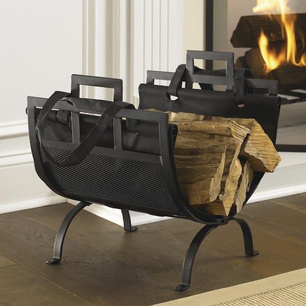 Pleasant Hearth 1.4 ft. Decorative Firewood Rack with Removable Canvas Tote
